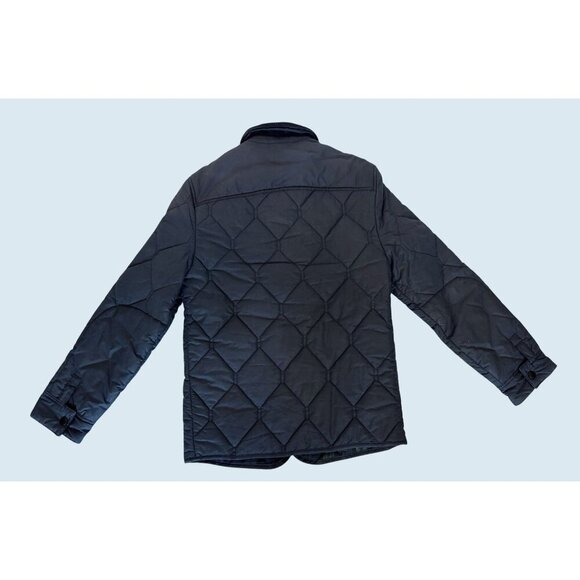 ALLSAINTS Spitafields Quilted Full Button Blue Dark Gray Barn Jacket Sz XS - Picture 6 of 8